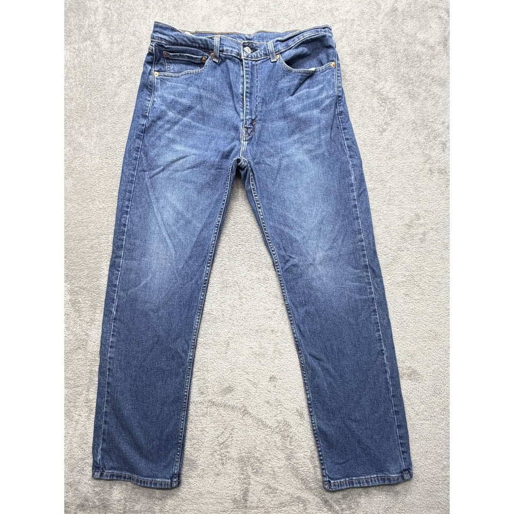 Levis 505 Jeans Mens Measured 36x31 Blue Medium Wash Stretch Denim Zip Fly